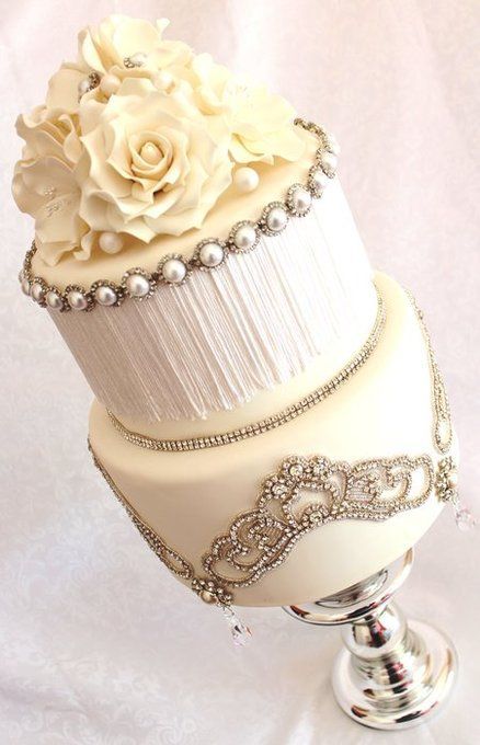 vintage bling wedding cake