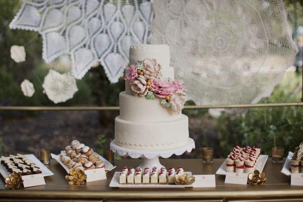 vintage wedding dessert display