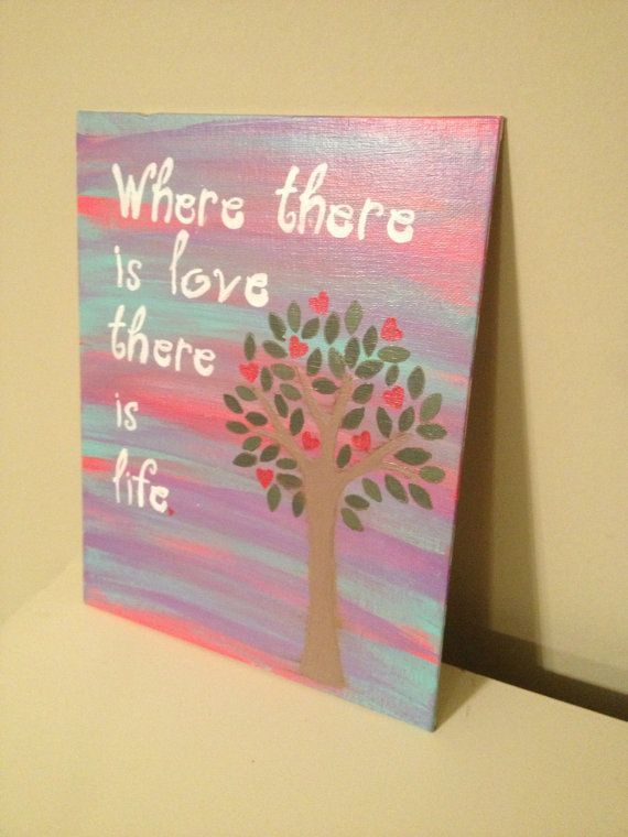 Canvas Tree Quote Painting Where there is love by heathersm87, $19.79