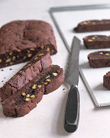 Chocolate-Pistachio Biscotti Recipe — serve with pistachio ice cream.