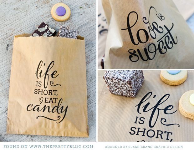 For candy bags at rehearsal dinner – can we make tags with these cute quotes and