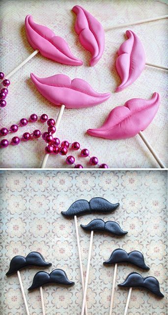 Fun lips & mustaches party props! Cute for a combined boy/girl bday party