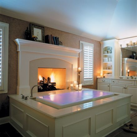 Infinity tub and fireplace. I would never leave my bathtub. AMAZING!