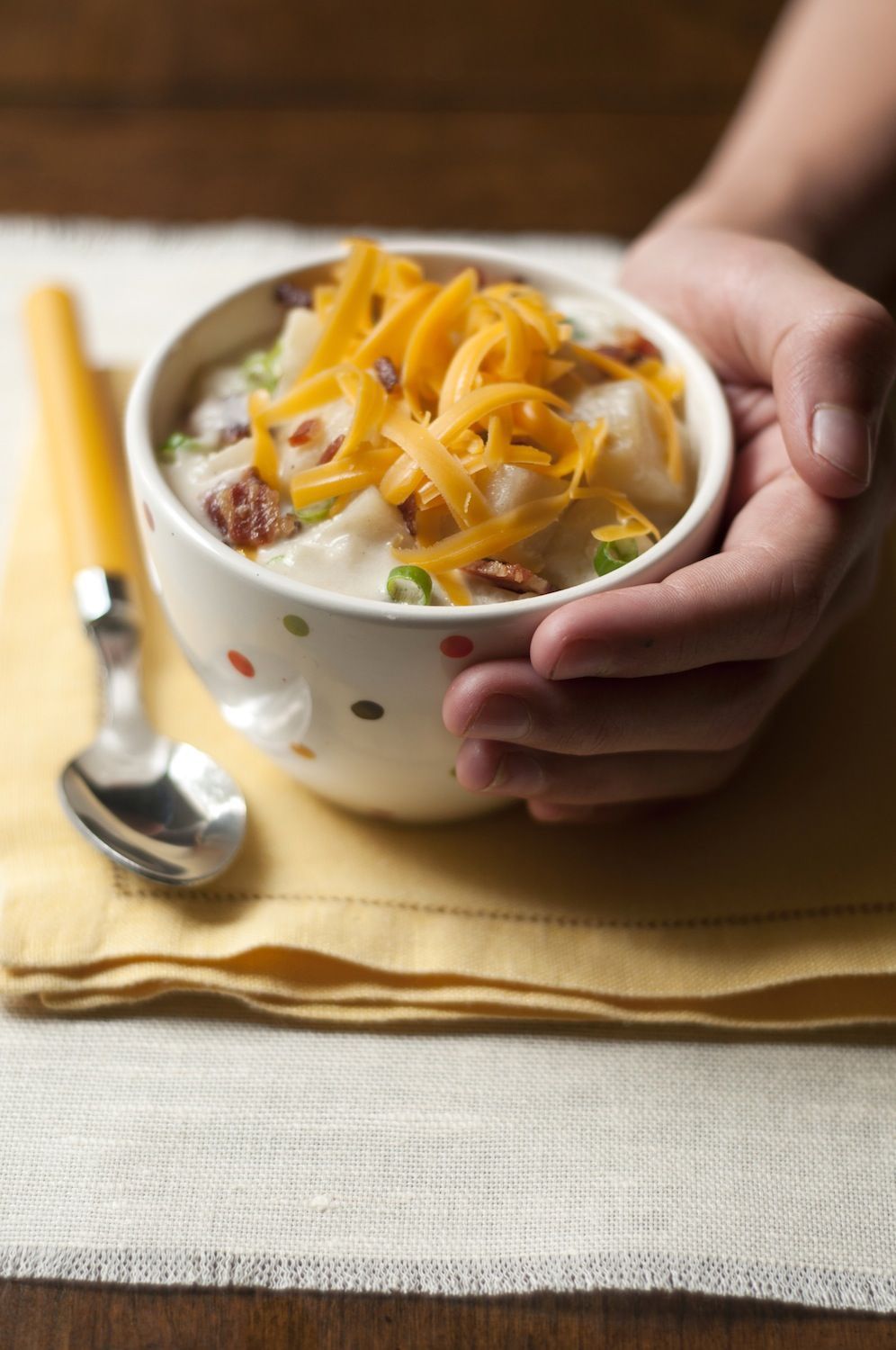 Loaded Baked Potato Soup with Bacon, Cheddar, and Green Onions