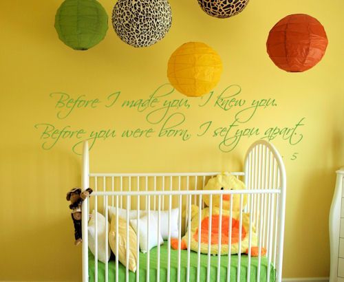 Love the bible verse above the crib but ahhhhh! NEVER paint a nursery  yellow (e