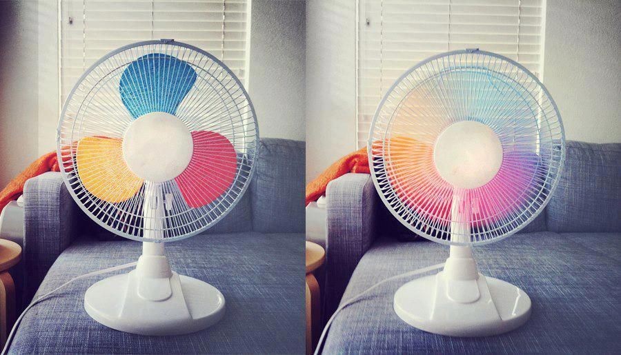 Paint your fan blades in primary colors (add secondary and/or tertiary depending