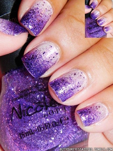 Purple glitter nails