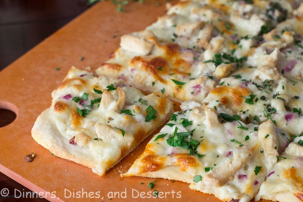 Roasted Garlic, Chicken & Herb White Pizza (skinny version)