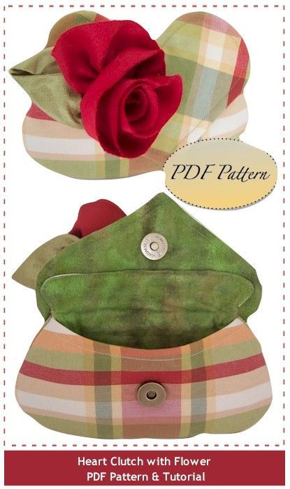 Romantic Heart-Shaped Clutch with Flower PDF Tutorial & Pattern