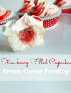 Strawberry Filled Cupcakes with Cream Cheese Frosting