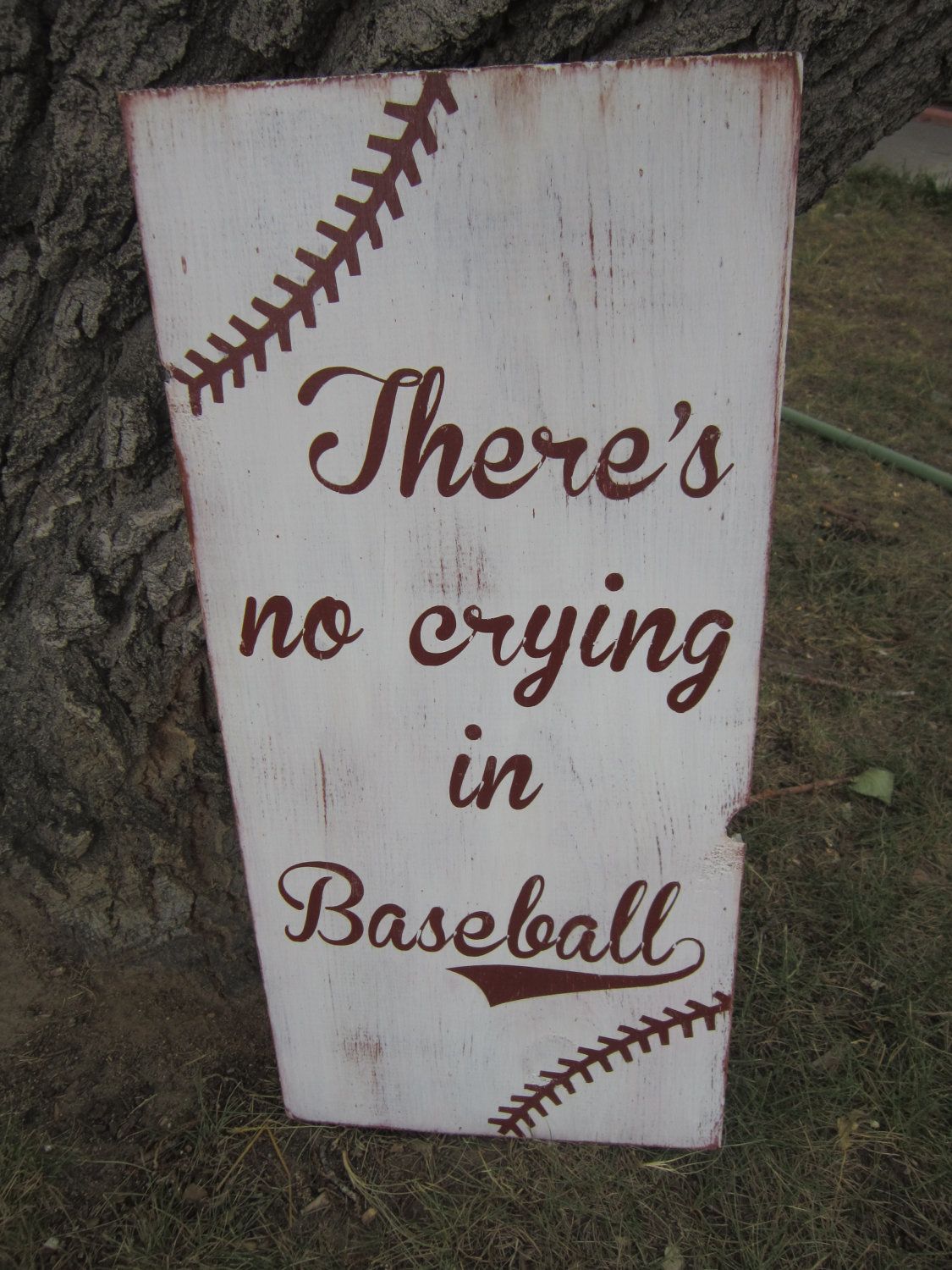There's no crying in Baseball Hand Painted by girlinair on Etsy