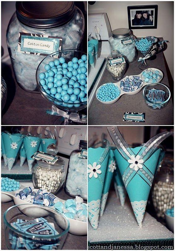 Tiffany & Company themed party with candy buffet. #Party #Birthday #Candy #T