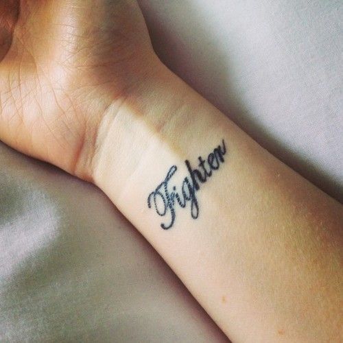 Wrist tattoo 'fighter'