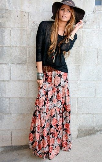 long skirt long hair