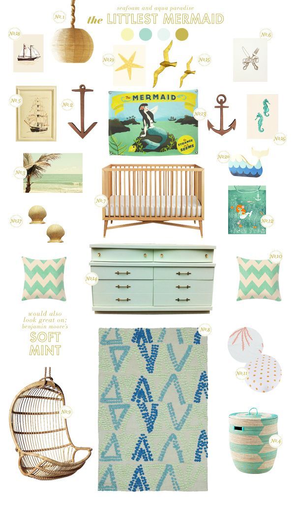 mermaid baby nursery inspiration board