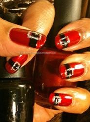 red and black belt christmas nail art
