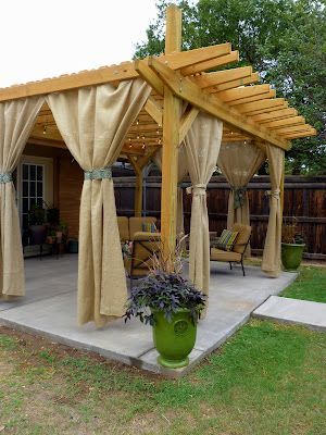 Burlap outdoor curtains for pergola DIY I am going to do this. What a great idea