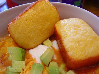 Corn bread made with yellow cake mix and jiffy cornbread mix.  Must try!