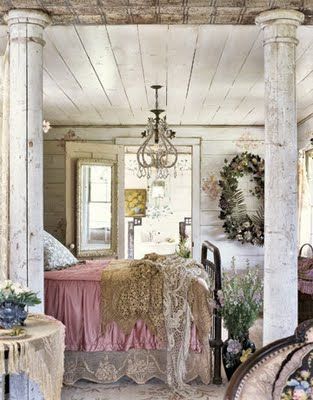 Distressed vintage bedroom furniture.. I am obsessed with this room.