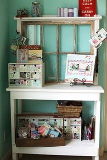 Vintage window & cabinet display – from Lisa Andrew’s crafty space!