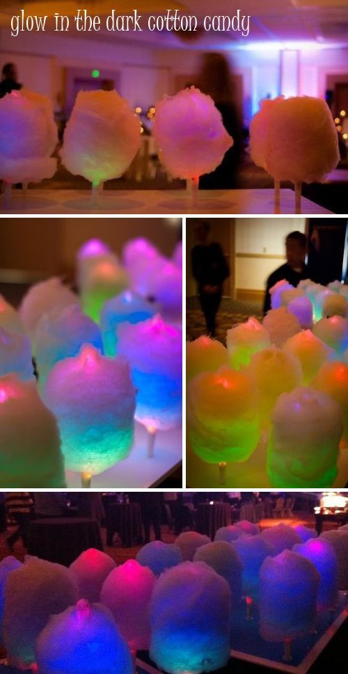 ~ Glow in the Dark Cotton Candy ~  The candy itself doesn’t glow, but the