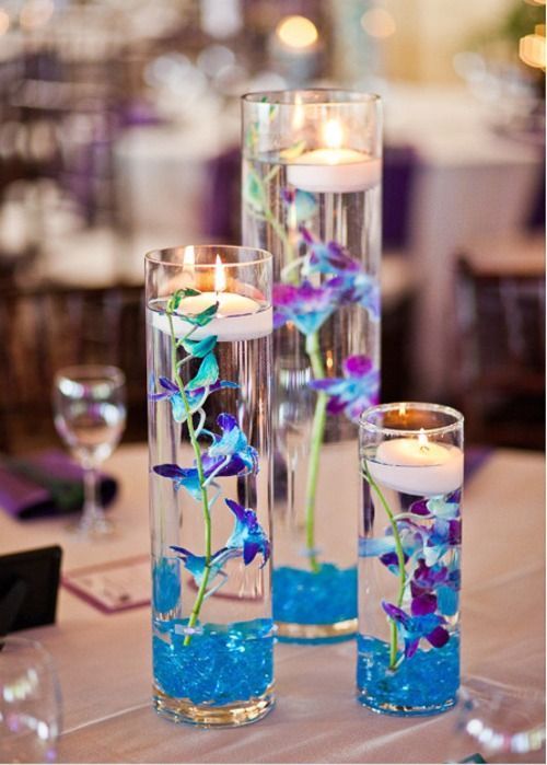 blue and purple wedding centerpieces | Centerpiece Options – Light Blue/Purple W