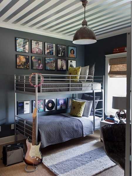 ceiling design with stripes in boys bedroom