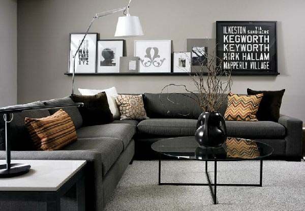 A great example of how to make black, grey and white look great with brown accen