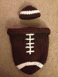 Here in the Waiting Place: Crocheted Football Baby Cocoon & Hat