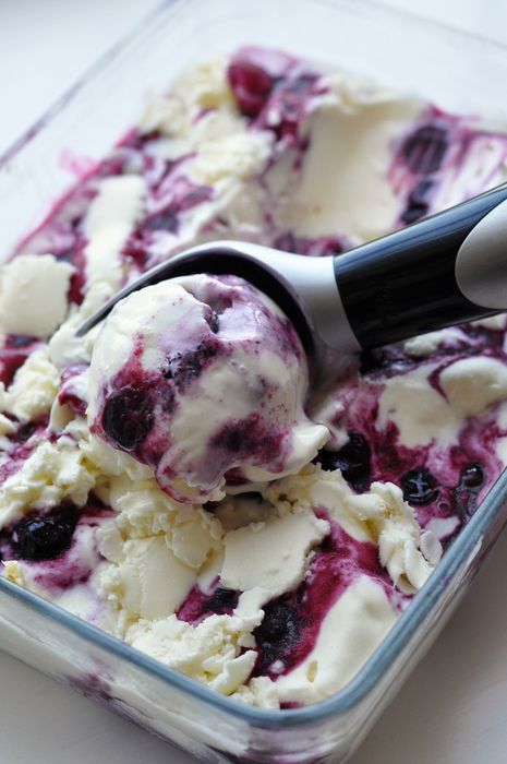 Homemade Blueberry Cheesecake Ice Cream