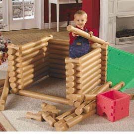 Life size Lincoln Logs made from pool noodles!