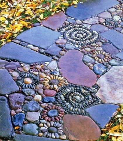 rock "flowers" walkway…