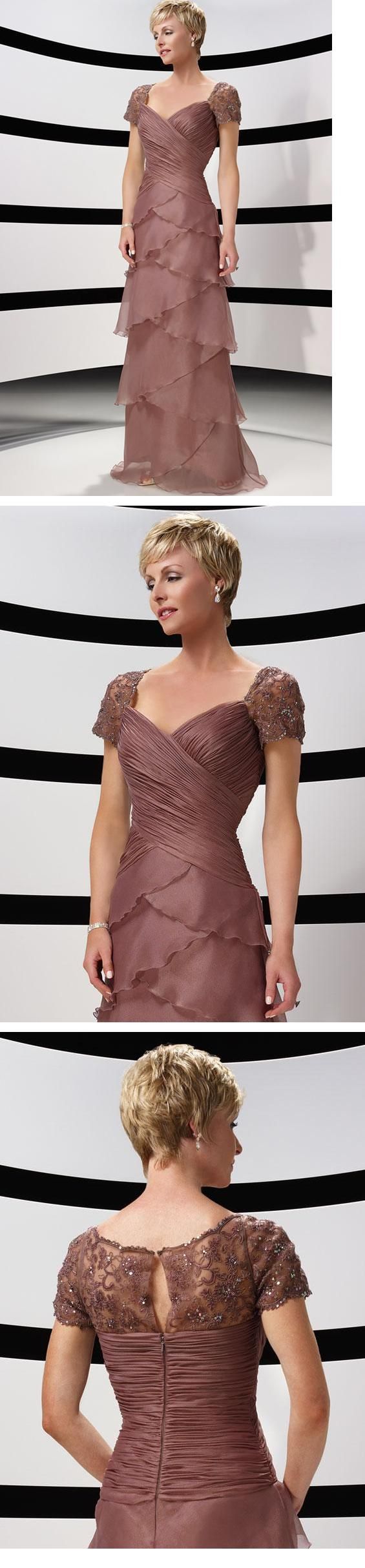 Elegant Sheath/Column Sweetheart Capped Mother of the Bride Dresses (3E0110) @Ma