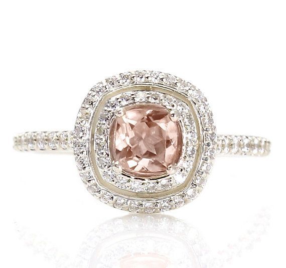 Morganite Double Halo Engagement Ring