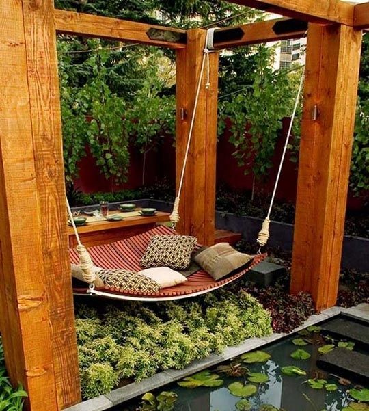 30 DIY Ways To Make Your Backyard Awesome This Summer, Build a giant hammock swi