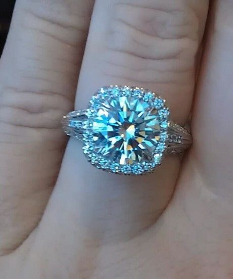 Custom ring made by Christopher Designs. 2.43 ct. solitaire, GIA J/SI1, Triple E
