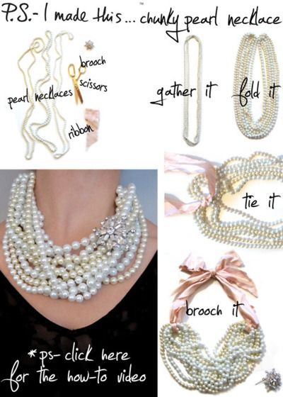 DIY fancied up pearl necklace