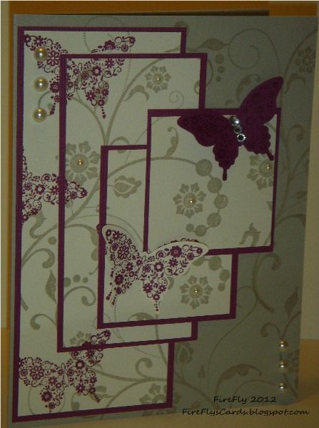 FireFlys Cards – Stampin Up! Quadruple Time Stamping with Flowering Flourishes a