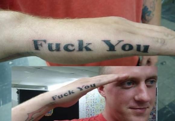 Guy gets tattoo on his hand so he wouldnt get called back in the army./ I guess