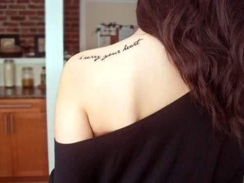 Im in love with how the words flow with the curve of the shoulder. So feminine.