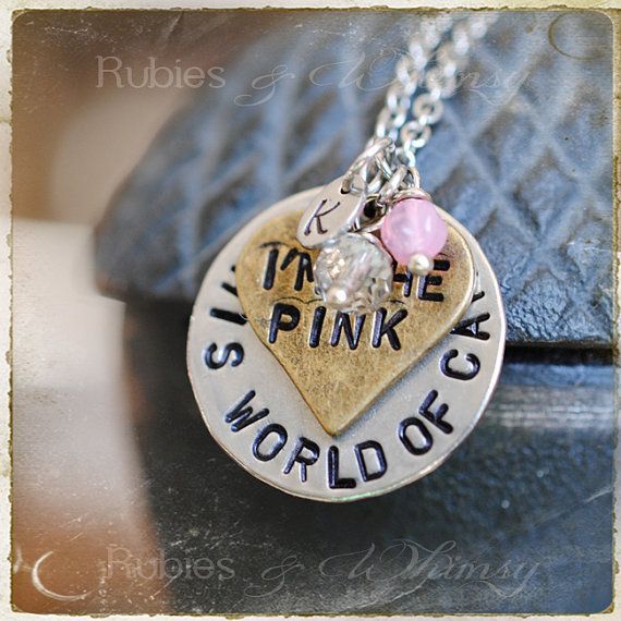 Im the Pink in his World of Camo  Custom Personalized Military necklace for wife