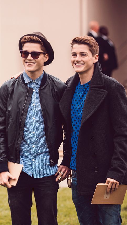 Jack and Finn Harries at the Burberry Prorsum S/S14 show space in London on Tues