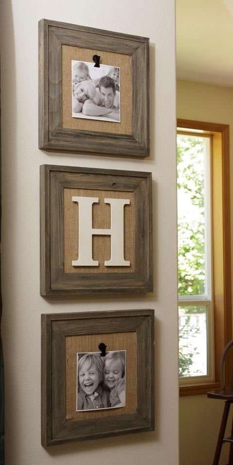 Love the burlap and you can change pictures whenever! Doing this!