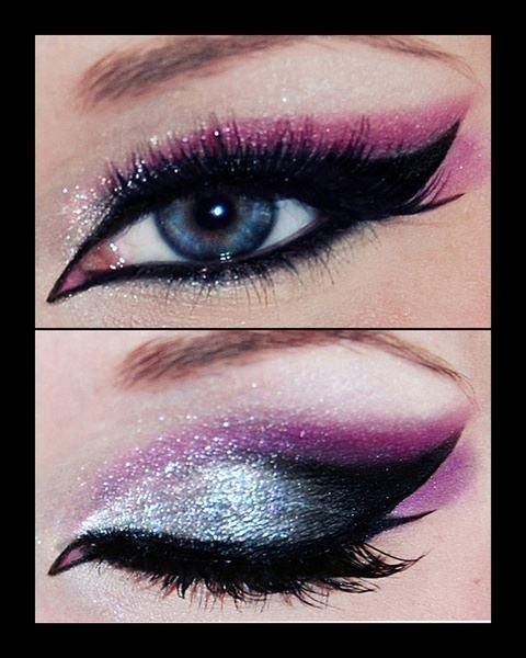 Purple Glitter Cat Eye #eyeshadow #makeup