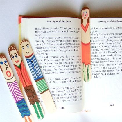 Simple Craft Stick Bookmarks.  Use tongue depressor size and let the kids make a