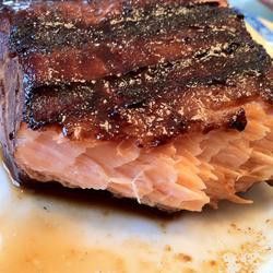 Soy sauce  brown sugar salmon marinade. Wrap it in foil and bake at 425° for ap