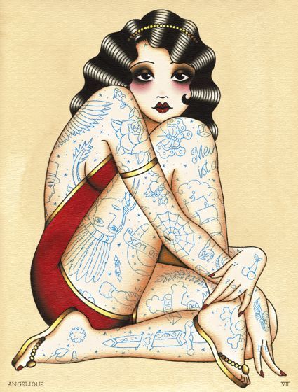 a cute little tattoed lady by Angelique Houtkamp