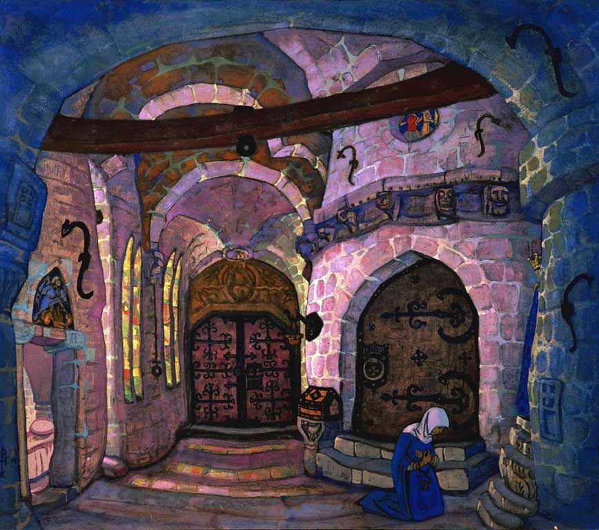 In a monastery – Nicholas Roerich (1914)