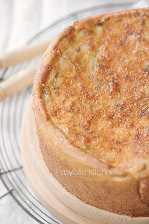Onion, Bacon  Gruyere Quiche. Uses crescent rolls instead of making crust. Yummy