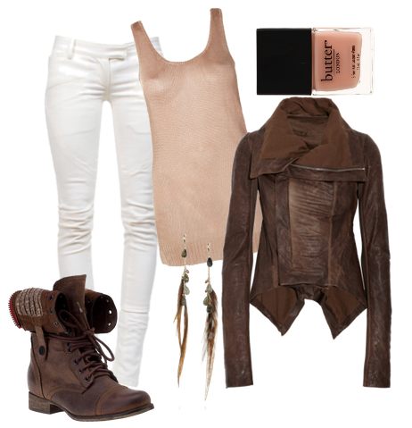 outfit 4 3 brown leather jacket  combat boots w. girly accent pieces 3